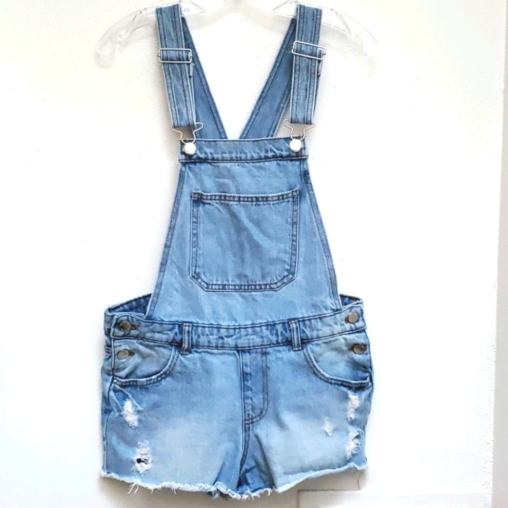 Denim Co Distressed Demin Overall Shorts Sz. 6